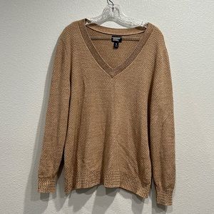 Lands’ End V-Neck Knit Cotton Sweater SZ XL (18)
